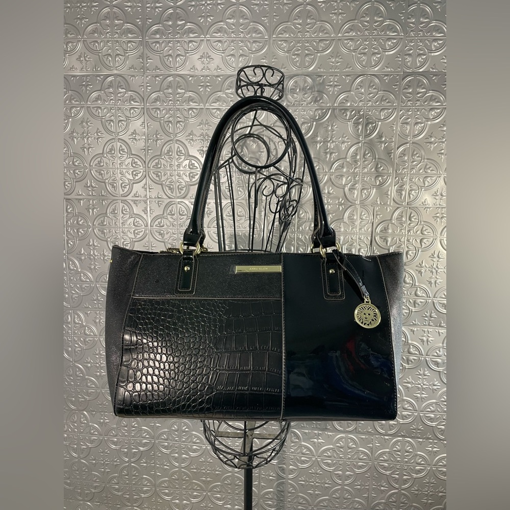 Anne Klein Purse Large Handbag Purse Faux Patten Leather classy shoulder bag Y2K
